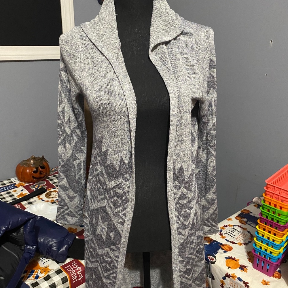 Long hooded cardigan